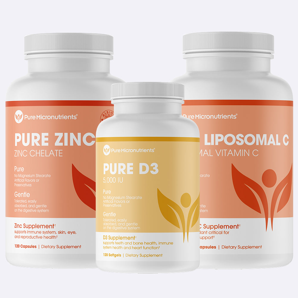 Immune Boost Kit (Pure Zinc Vitamin Supplements + Pure D3 5000IU + Pure ...